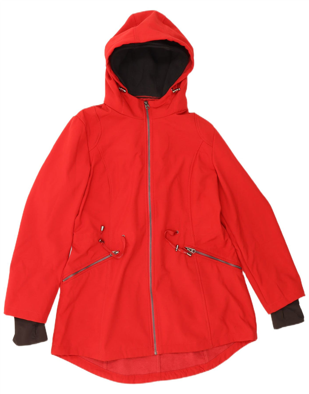 French Connection Damen-Regenjacke mit Kapuze, reguläre Passform, UK 14, Größe L, Rot