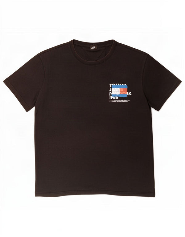 Tommy Hilfiger Herren-T-Shirt mit Grafik, groß, aus schwarzer Baumwolle