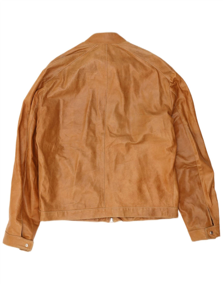 Vintage Herren Lederjacke IT 54 2XL Braunes Leder