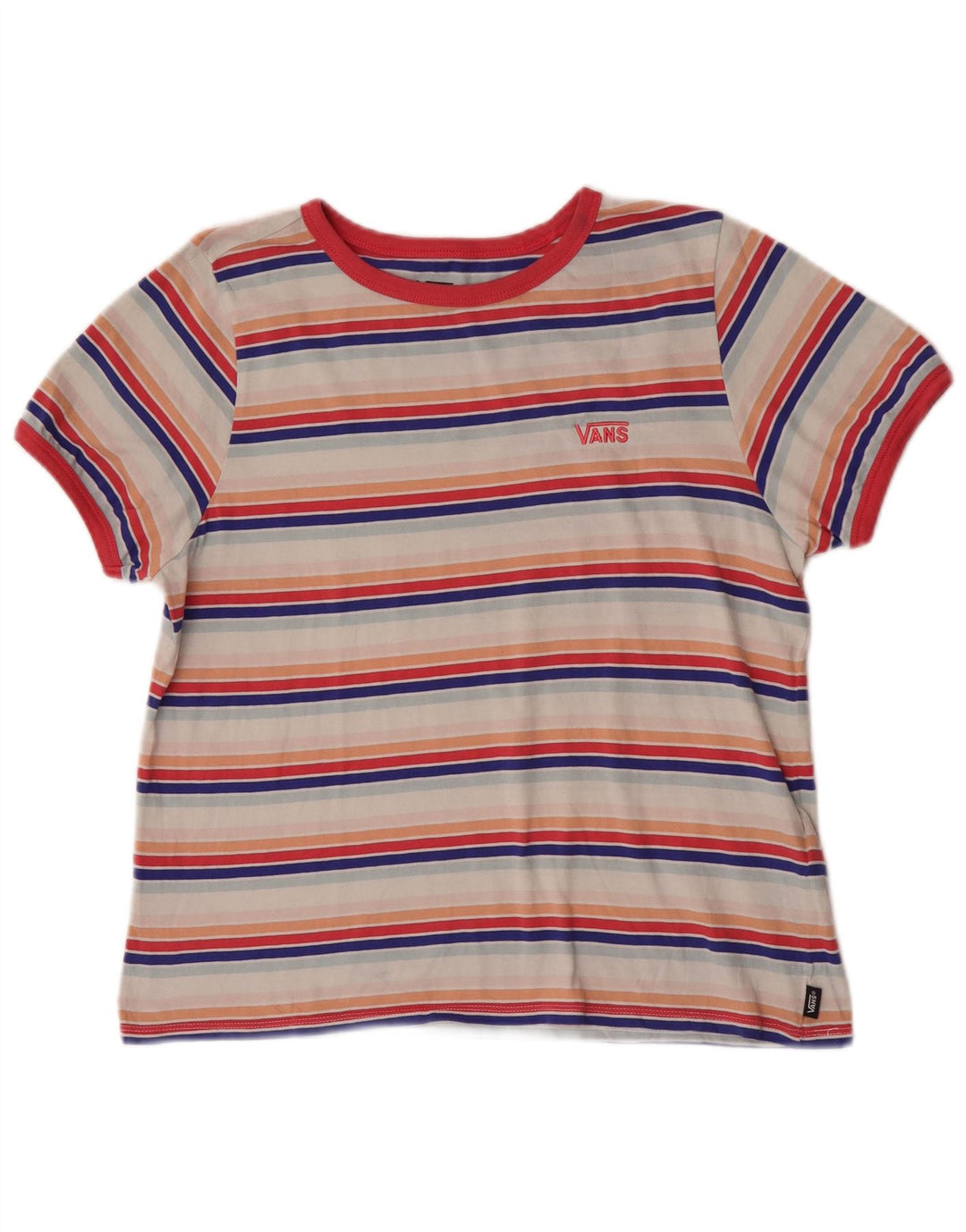 Vans Damen T-Shirt Top UK 14 Große mehrfarbig gestreifte Baumwolle
