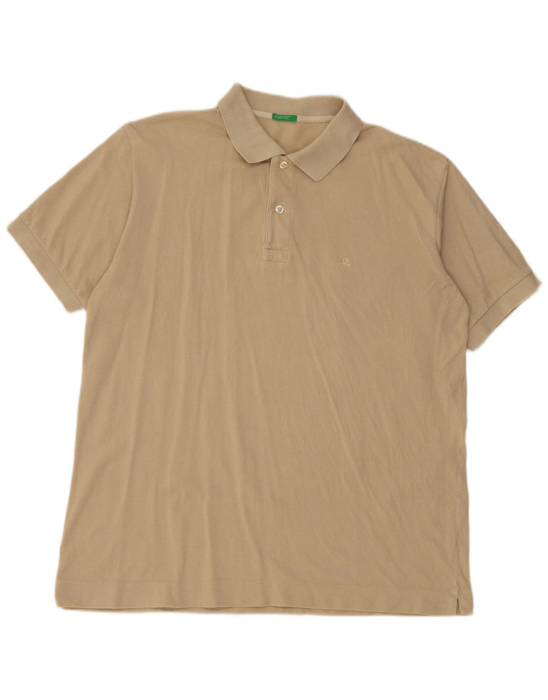 Benetton Herren-Poloshirt, groß, Khaki, Baumwolle