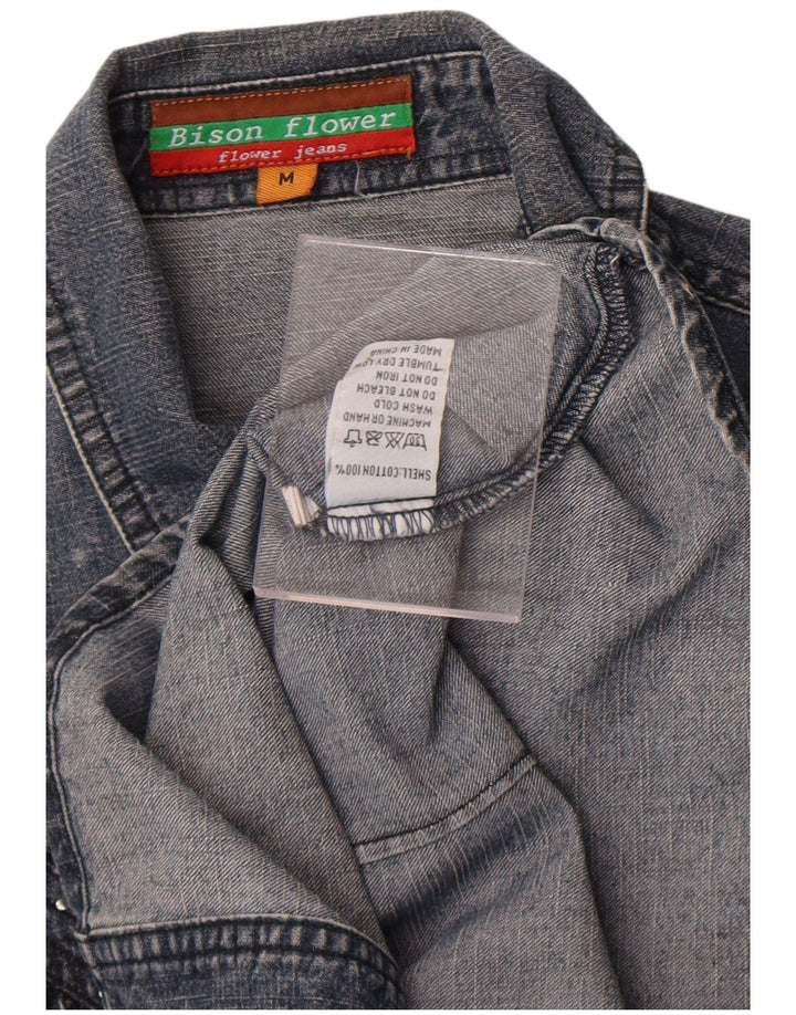 Vintage Damen Jeanshemd UK 14 Mittelgraue Baumwolle
