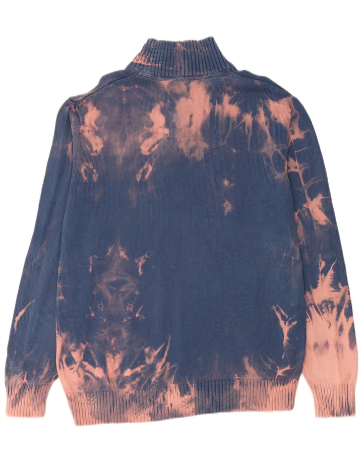 TOM TAILOR Herren-Pullover mit Reißverschluss, XL, blaue Batik-Baumwolle