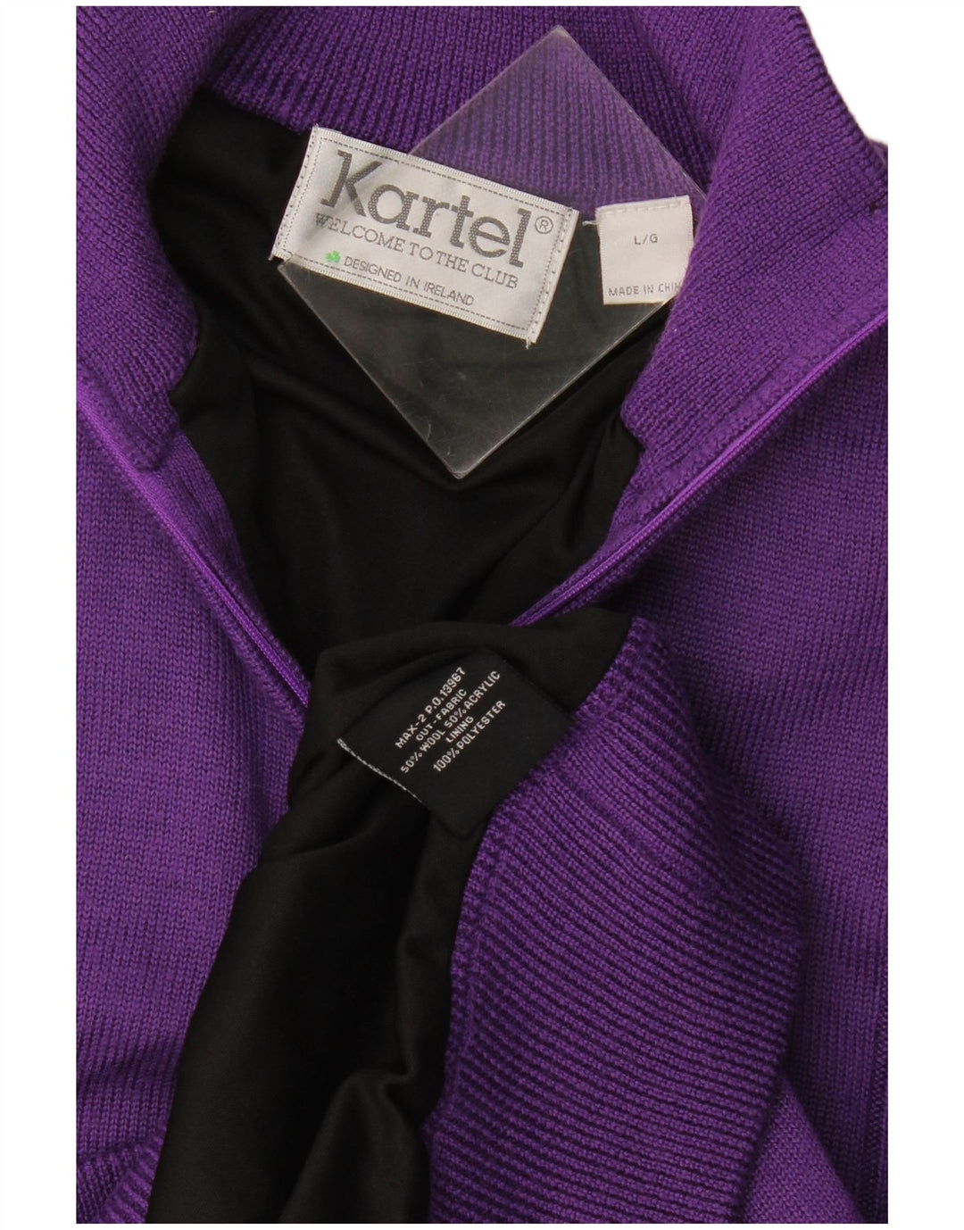 Kartel Herren-Pullover mit Reißverschluss am Hals, große violette Wolle