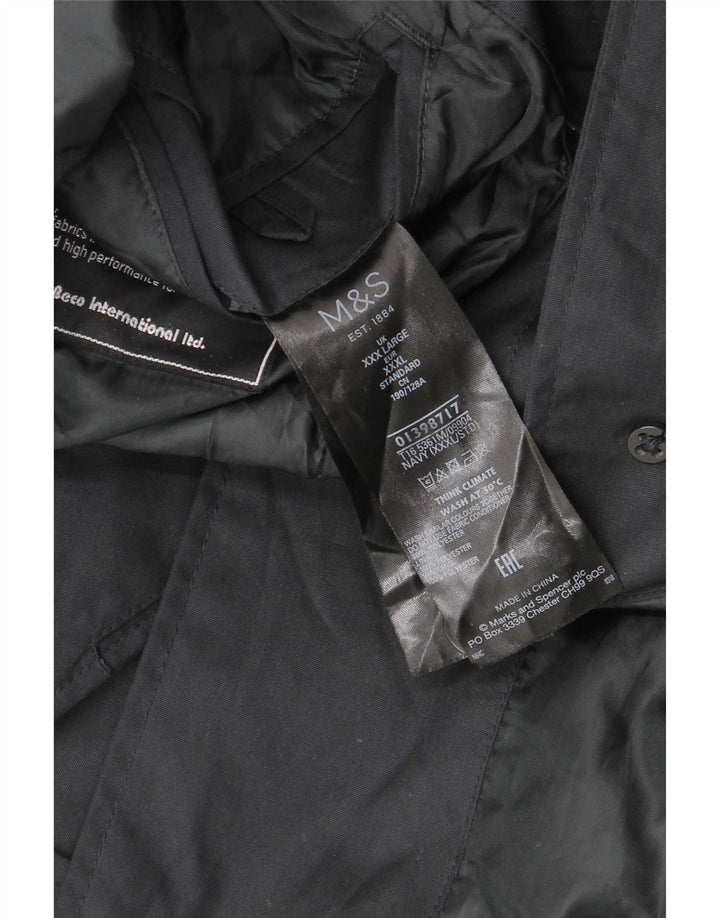 Marks & Spencer Herren-Regenmantel mit Kapuze, UK 46 3XL, Marineblau, Polyester