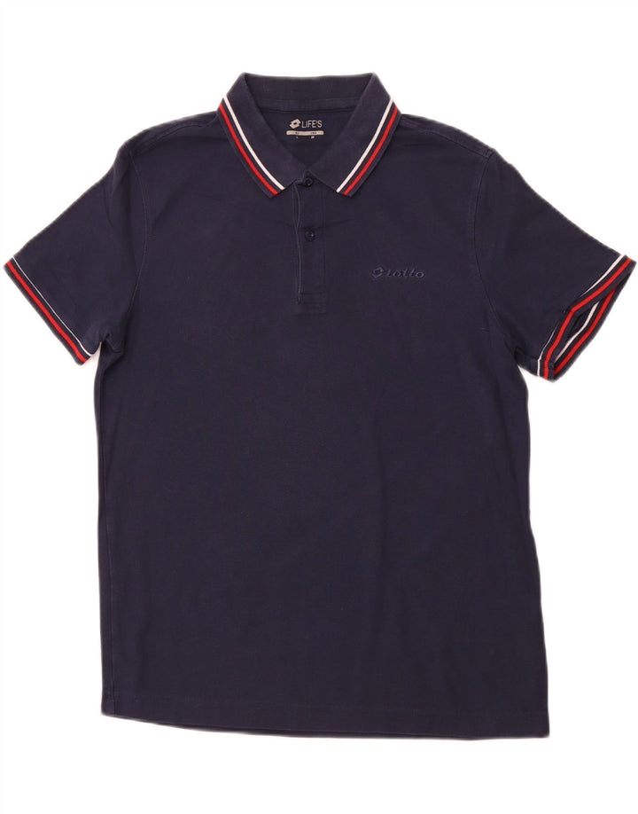 LOTTO Mens Polo Shirt Medium Navy Blue Cotton