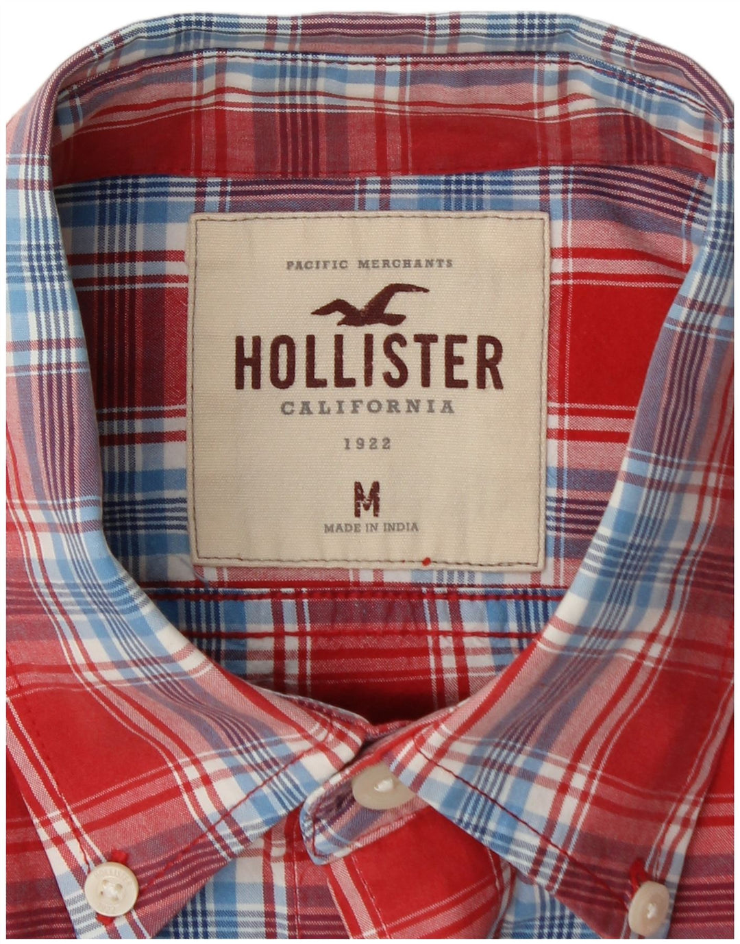 HOLLISTER Herrenhemd aus mittelroter Karo-Baumwolle