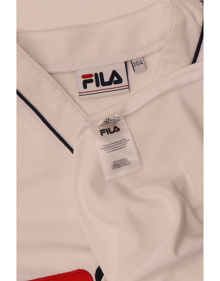 Fila Herren Grafik-Jersey-Oberteil 2XS, weißes Farbblock-Polyester