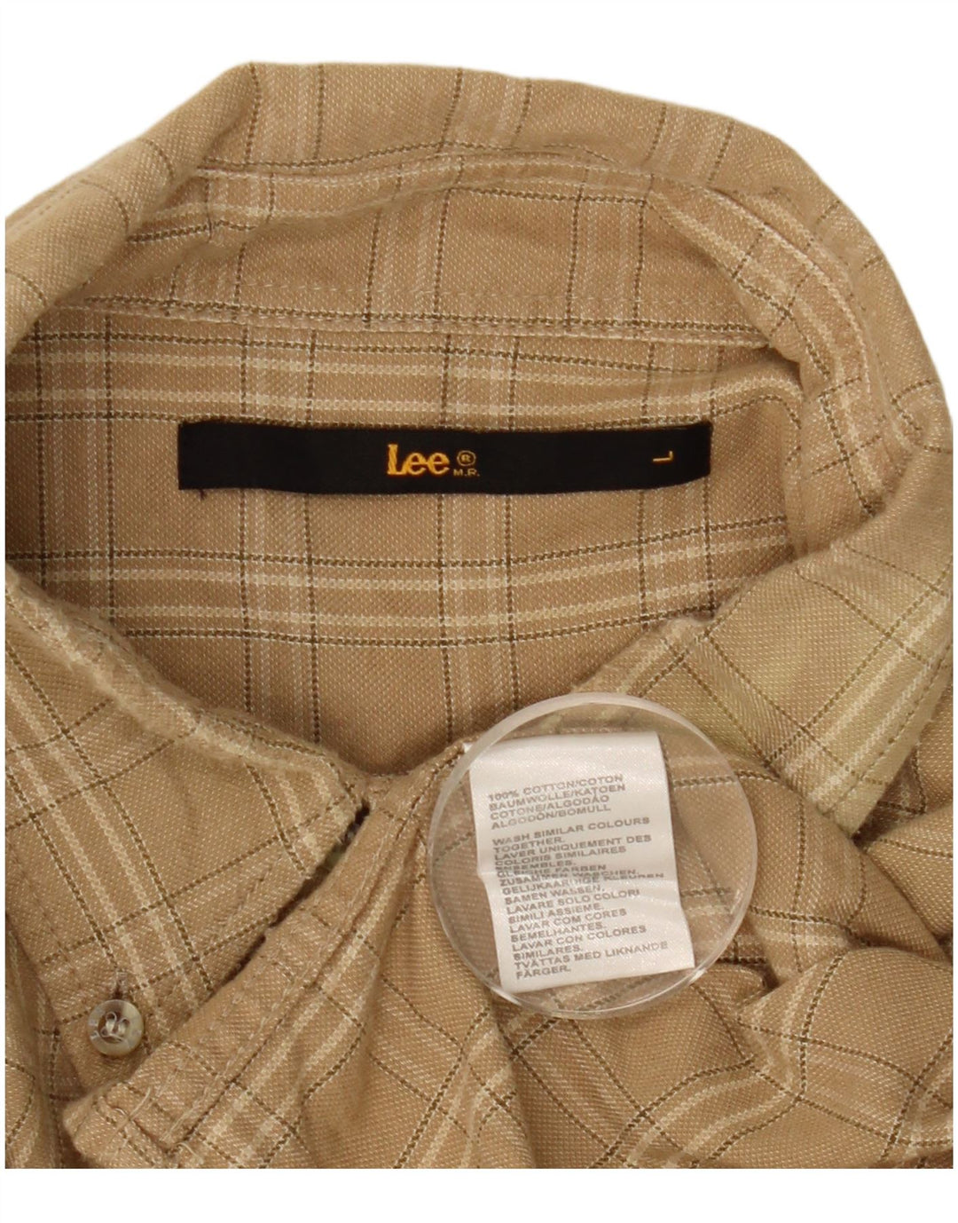 Lee Herren-Flanellhemd, groß, beige, kariert, Baumwolle