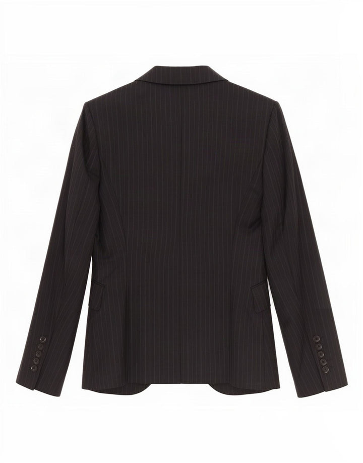 Zara Damen 1-Knopf-Blazerjacke EU 38 Kleine schwarz gestreifte Wolle