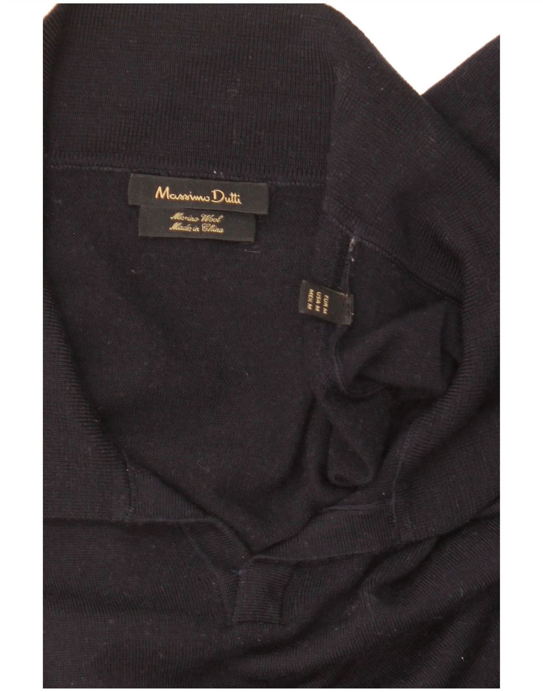 Massimo Dutti Damen-Pullover mit Polo-Ausschnitt, Gr. 14, mittleres Marineblau