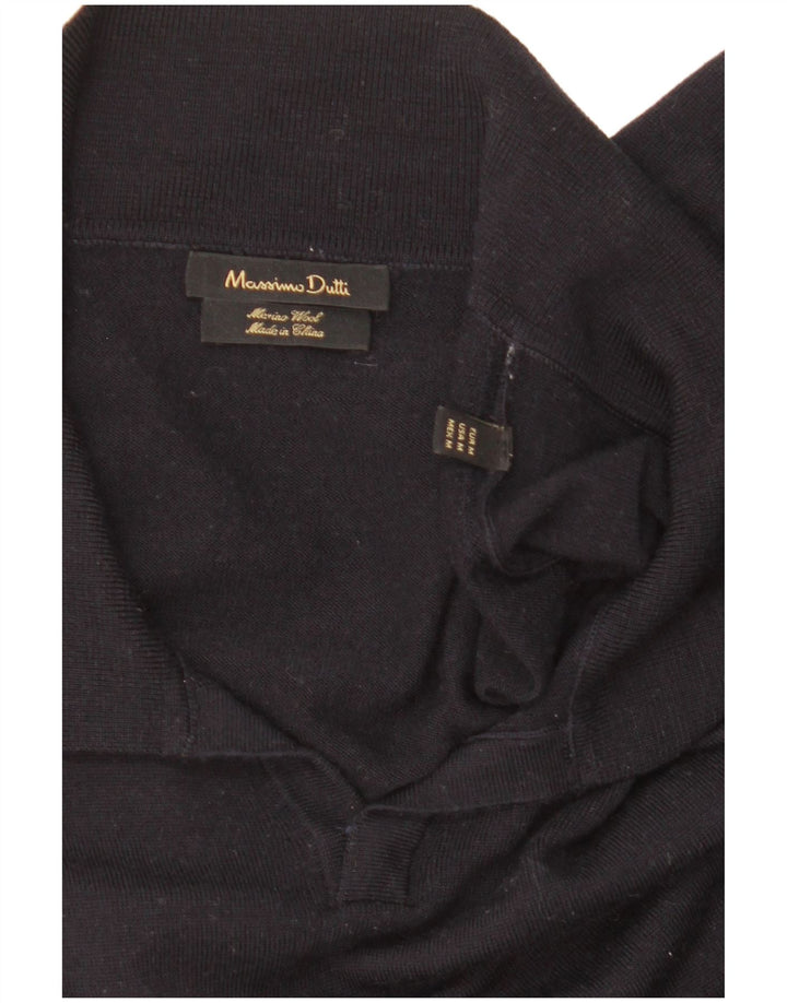 Massimo Dutti Damen-Pullover mit Polo-Ausschnitt, Gr. 14, mittleres Marineblau