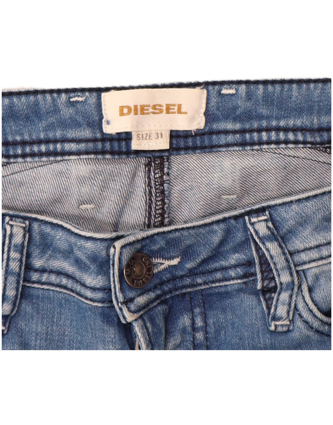 Diesel Herren Distressed Denim Shorts W31 Mittelblaue Baumwolle