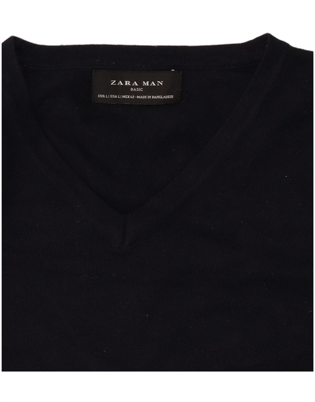 Zara Herren-Pullover mit V-Ausschnitt, Größe L, Marineblau