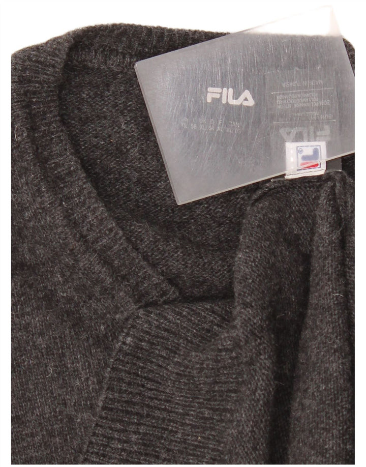 Fila Herren-Pullover mit V-Ausschnitt, XL, schwarze Wolle