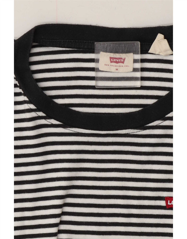 Levi's Damen T-Shirt Top UK 14 Medium Schwarz Nadelstreifen