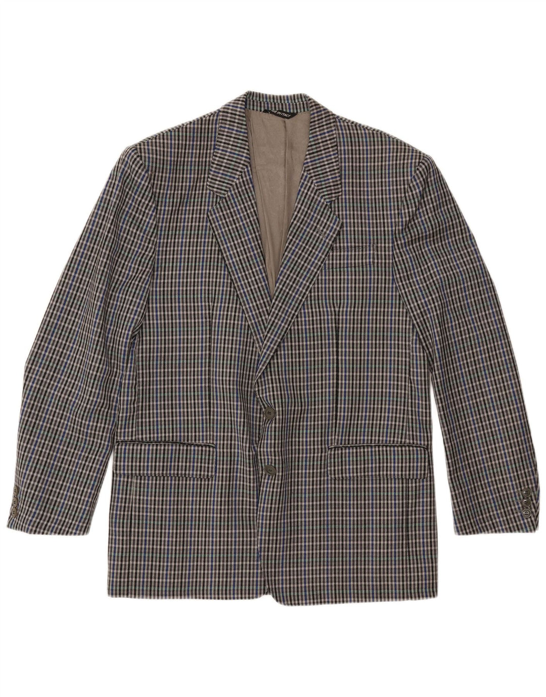 MARIO ZEGNA Herren 2-Knopf-Blazerjacke IT 52 XL grau karierte Wolle