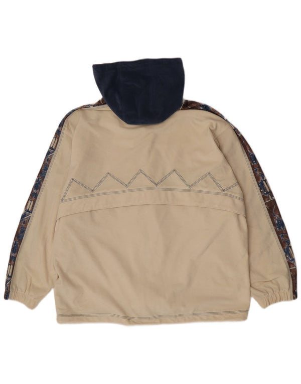 Diadora Damen-Trainingsanzug mit Kapuze, Oberteil, Jacke, groß, beige, geometrisches Polyester