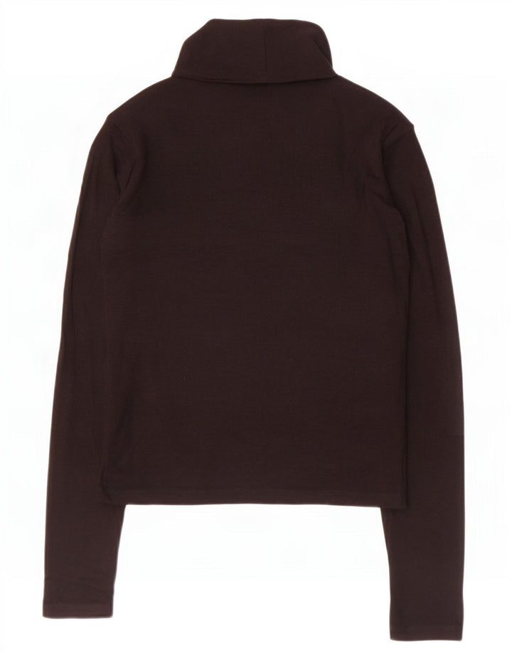 Zara Damen Top Langarm UK 12 Medium Schwarz Viskose
