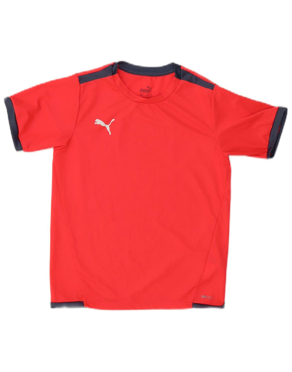 Puma T-Shirt für Mädchen, 9–10 Jahre, orangefarbenes Colourblock-Polyester