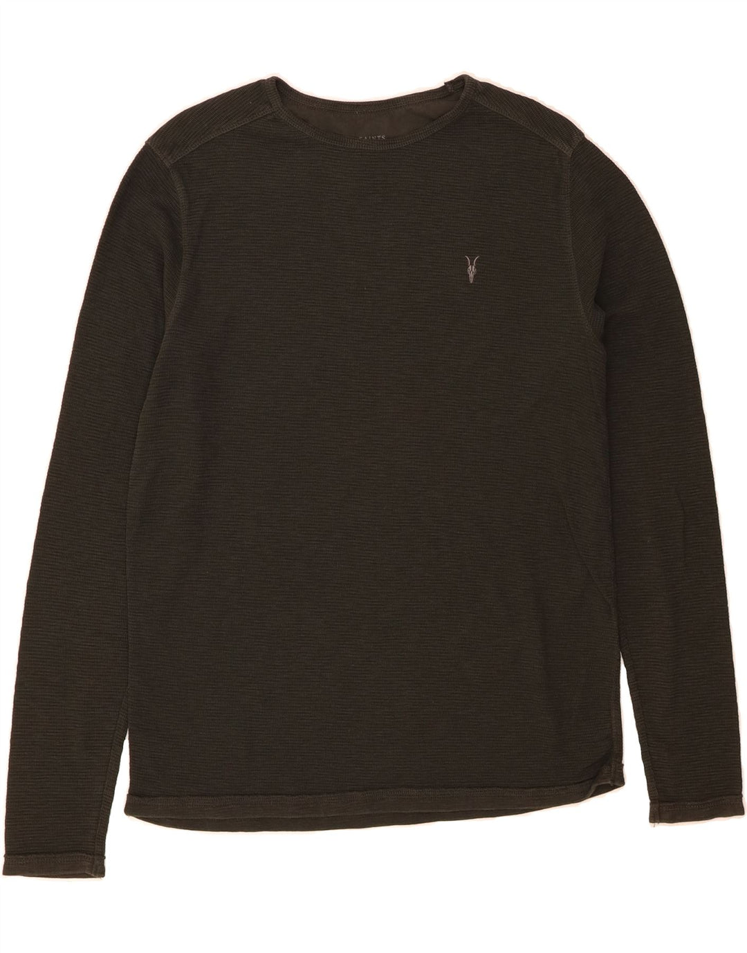 ALL SAINTS Mens Top Long Sleeve Medium Khaki Cotton Vintage All Saints and Second-Hand All Saints from Messina Hembry 