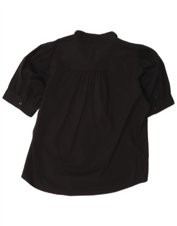 Dkny Damen Kurzarmhemd UK 10 Small Schwarz Baumwolle