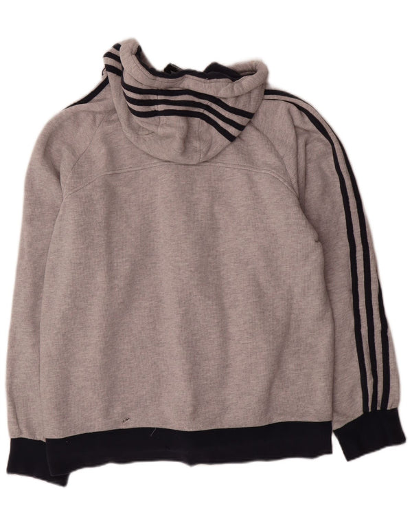 Adidas Herren-Kapuzenpullover mit Reißverschluss, groß, graue Farbblock-Baumwolle
