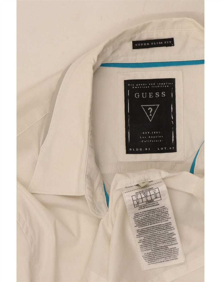 GUESS Herren-Slim-Fit-Hemd, Größe S, weiße Baumwolle