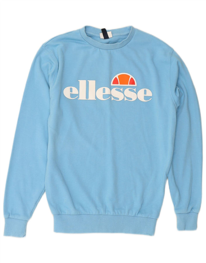 ELLESSE Damen Grafik-Sweatshirt-Pullover UK 8 Small Blaue Baumwolle