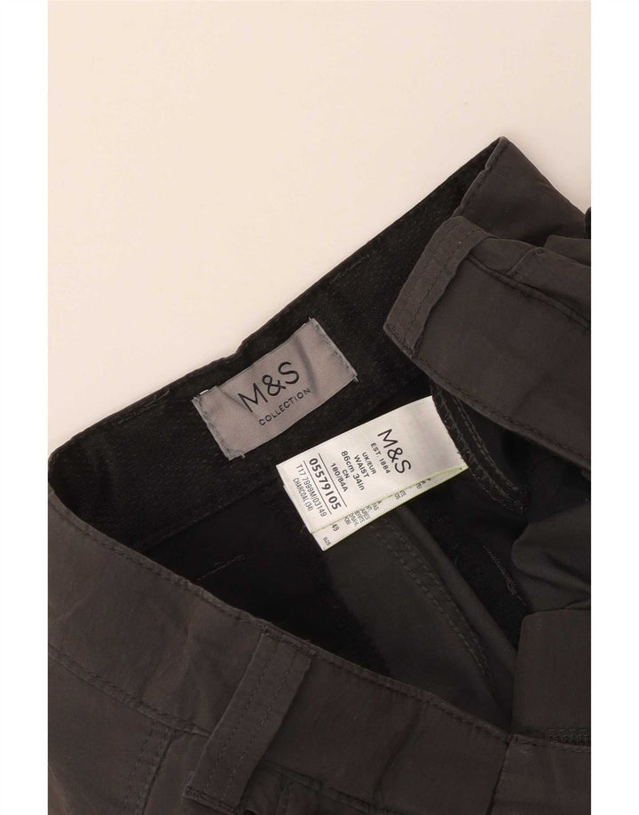 Marks & Spencer Herren Cargoshorts W34 Large Grau Baumwolle