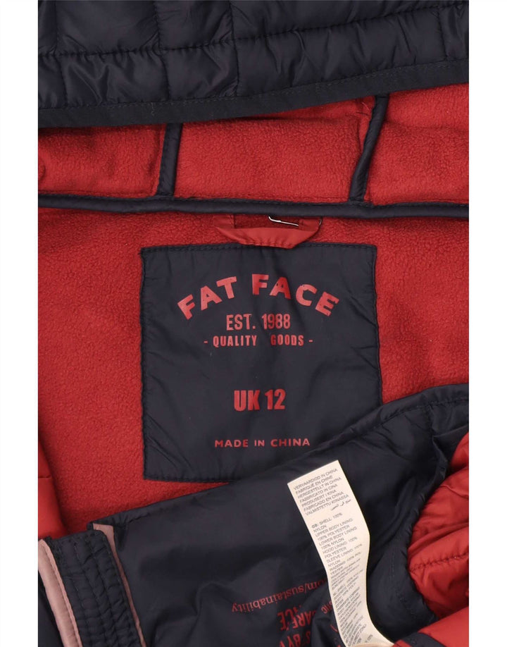 Fat Face Wattierte Damenjacke mit Kapuze, UK 12, mittelmarineblaues Nylon