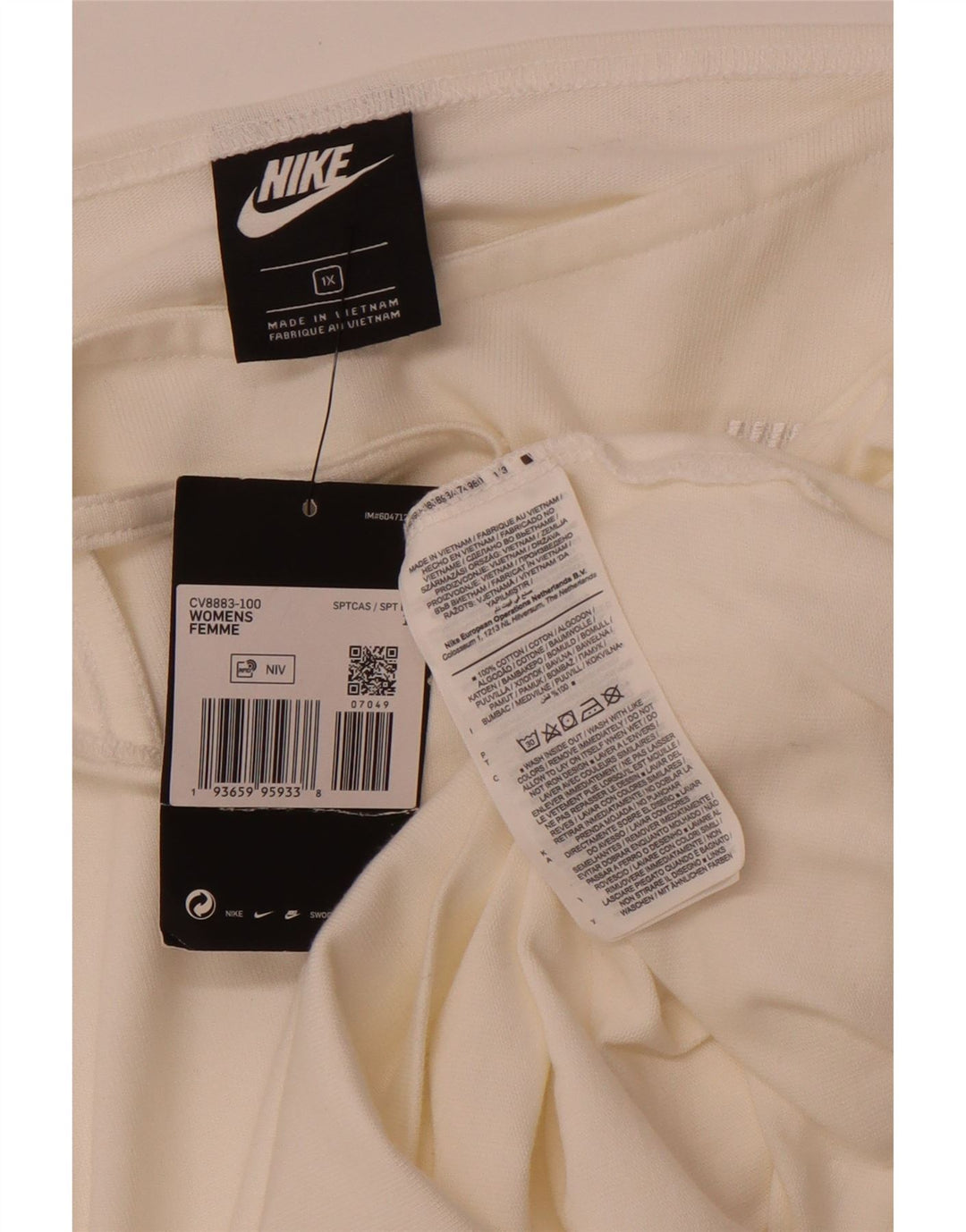 NIKE Damen Cami Top UK 18 XL Off White Baumwolle