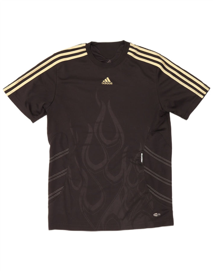 Adidas Herren-T-Shirt mit abstraktem Muster, klein, aus schwarzem Polyester