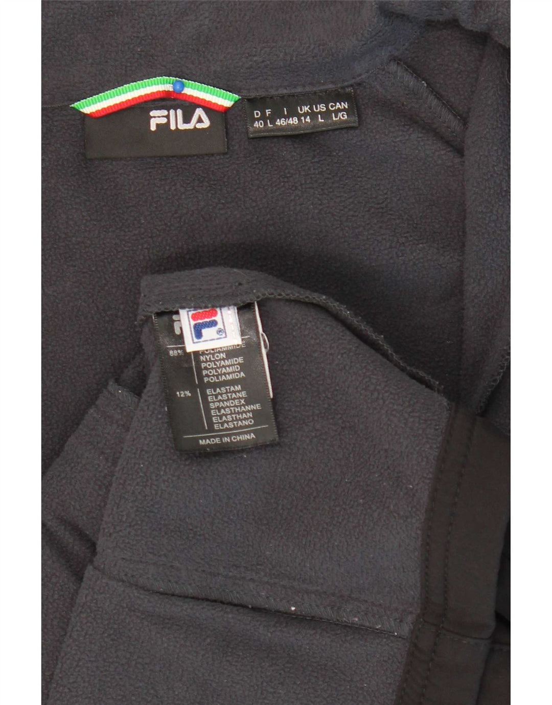 Fila Damen-Trainingsanzug-Top-Jacke, UK 14, großes schwarzes Nylon