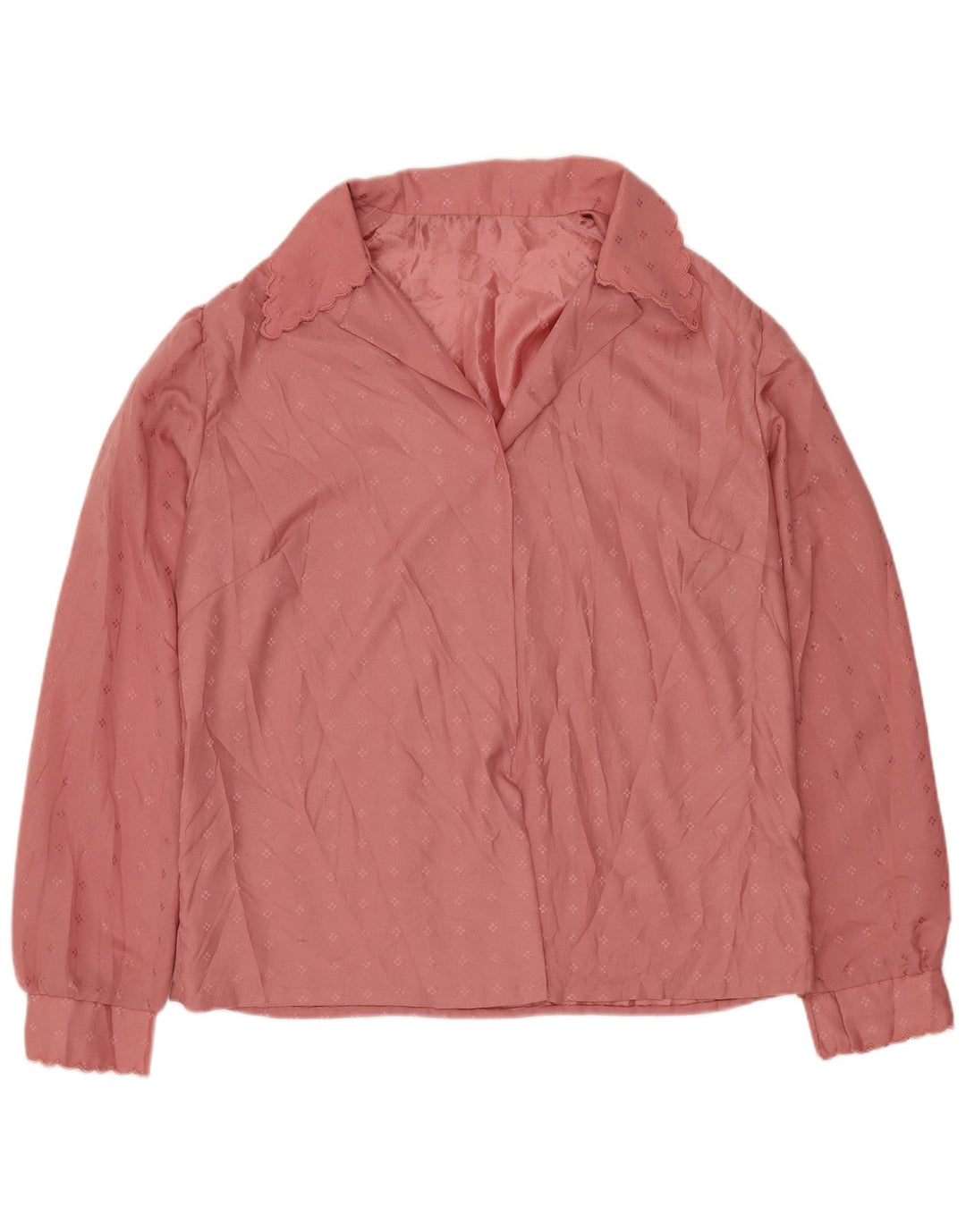 VINTAGE Damen Bluse Top UK 14 Groß Rosa Geometrisch