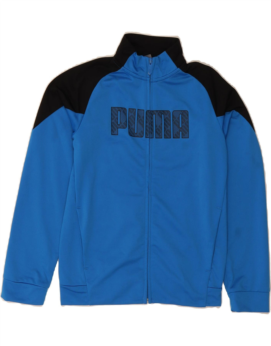 PUMA Boys Graphic Tracksuit Top Jacket 11-12 Years Blue Colourblock Vintage Puma and Second-Hand Puma from Messina Hembry 