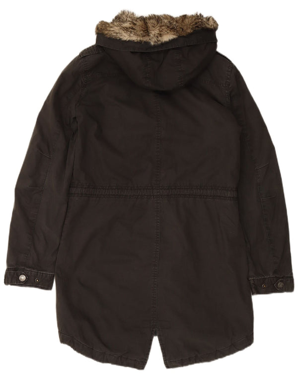 FAT FACE Damen-Parka mit Kapuze, Größe S, Größe S, Schwarz, Baumwolle