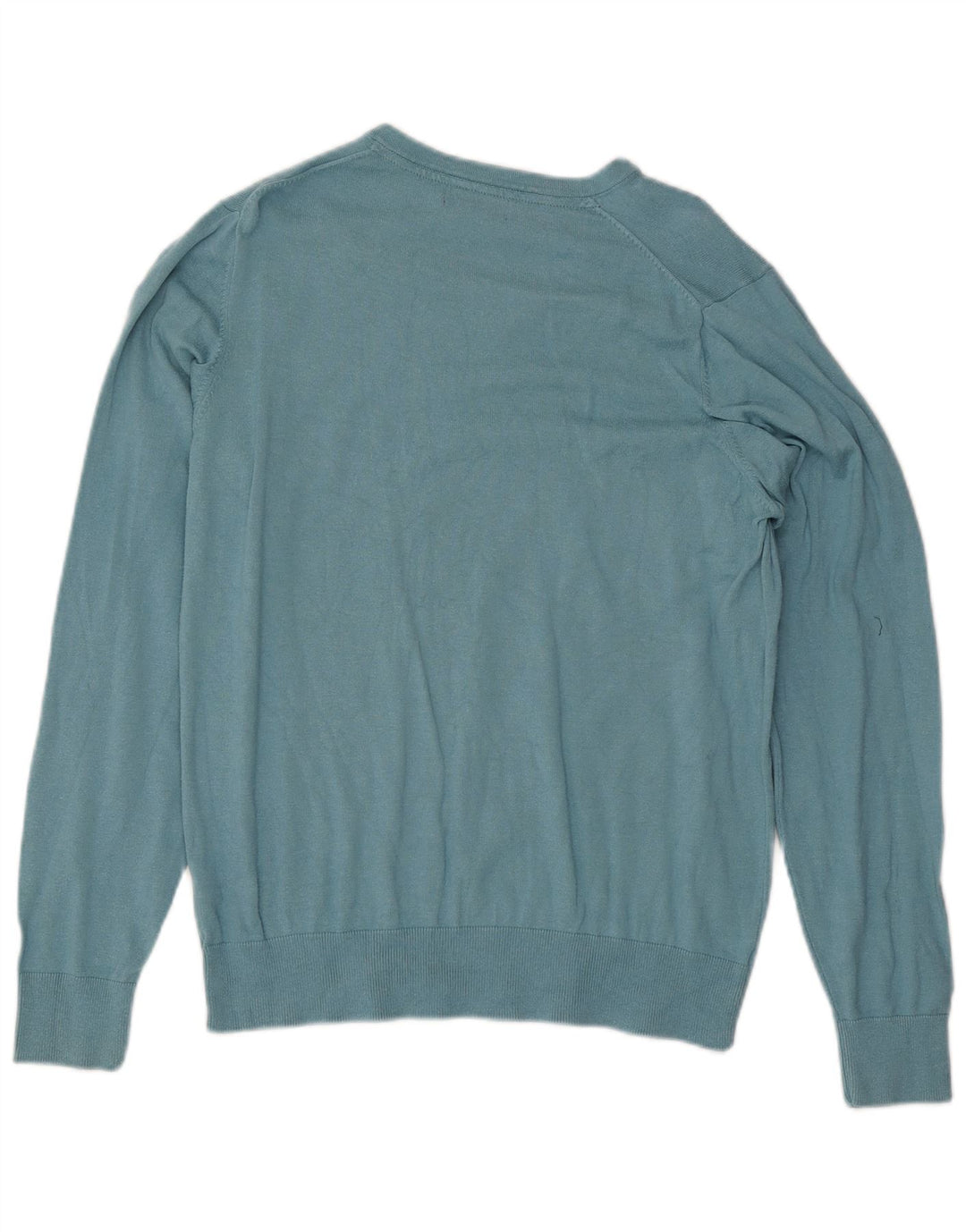 Marks & Spencer Herren Autograph Pullover mit V-Ausschnitt aus mittelblauer Baumwolle