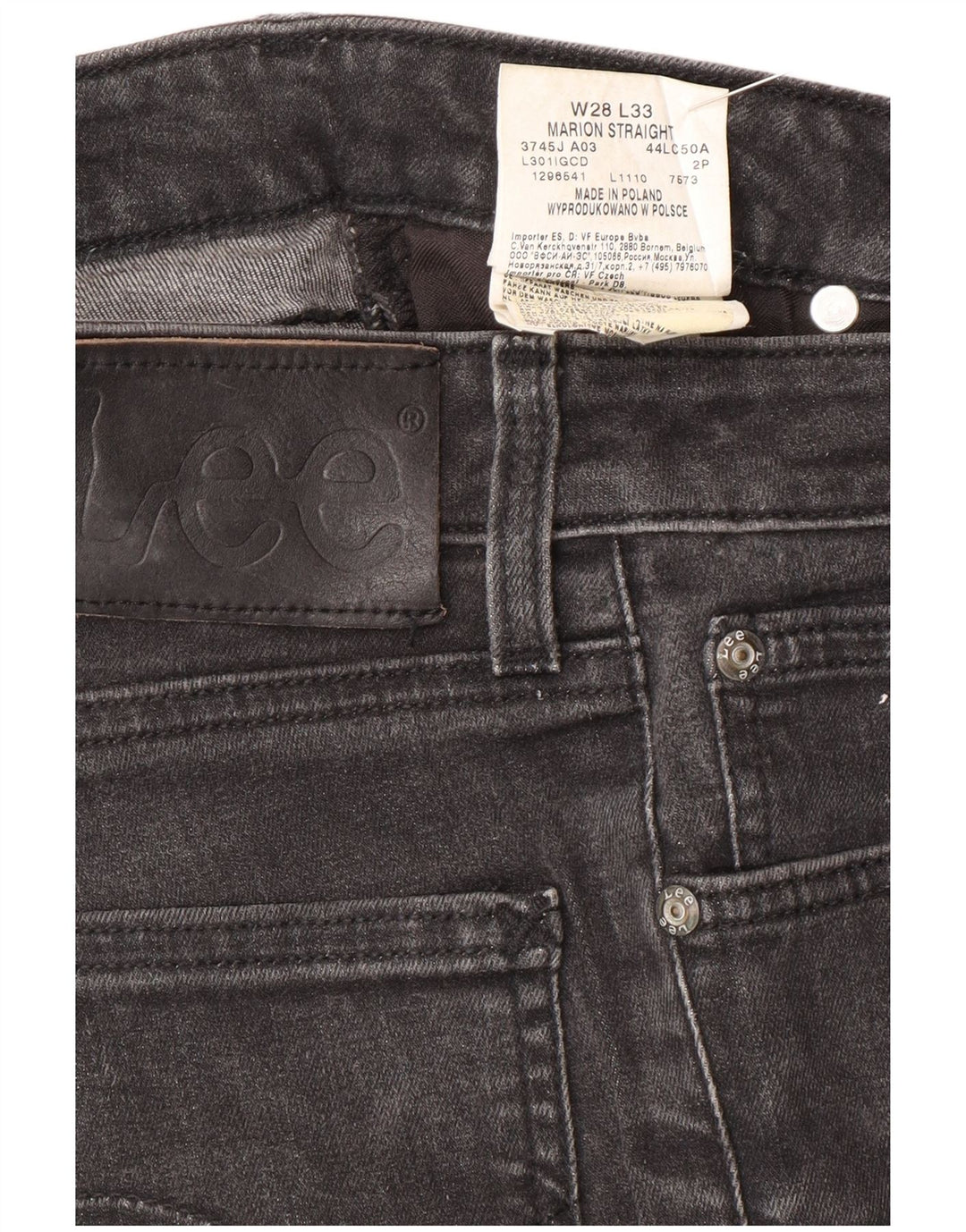 Lee Damen Marion Straight Jeans W28 L33 Graue Baumwolle