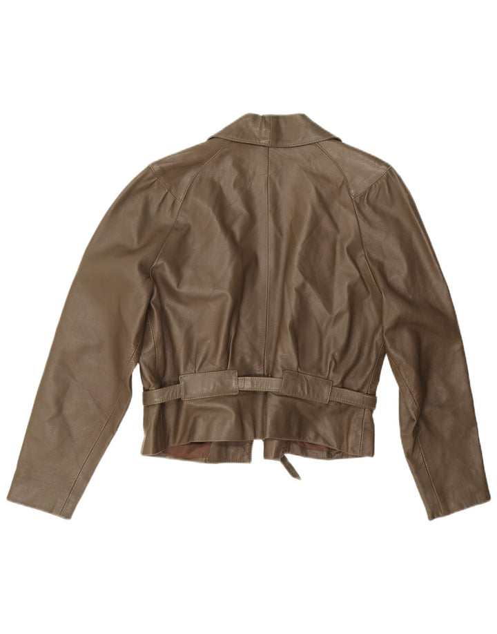 Vintage Damen Lederjacke UK 14 Medium Khaki