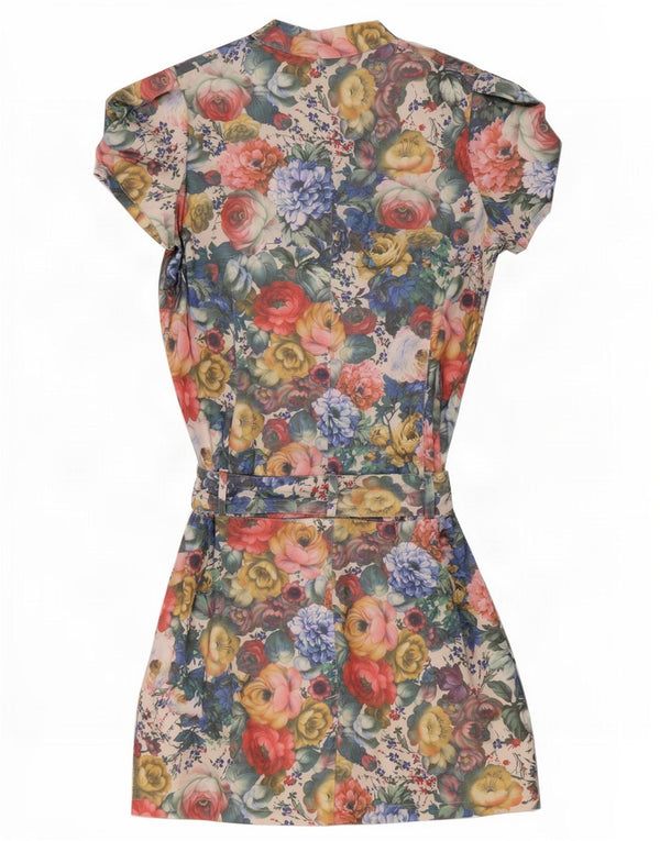 Vintage Damen Kleid mit tiefer Taille UK 22 3XL Mehrfarbig geblümt