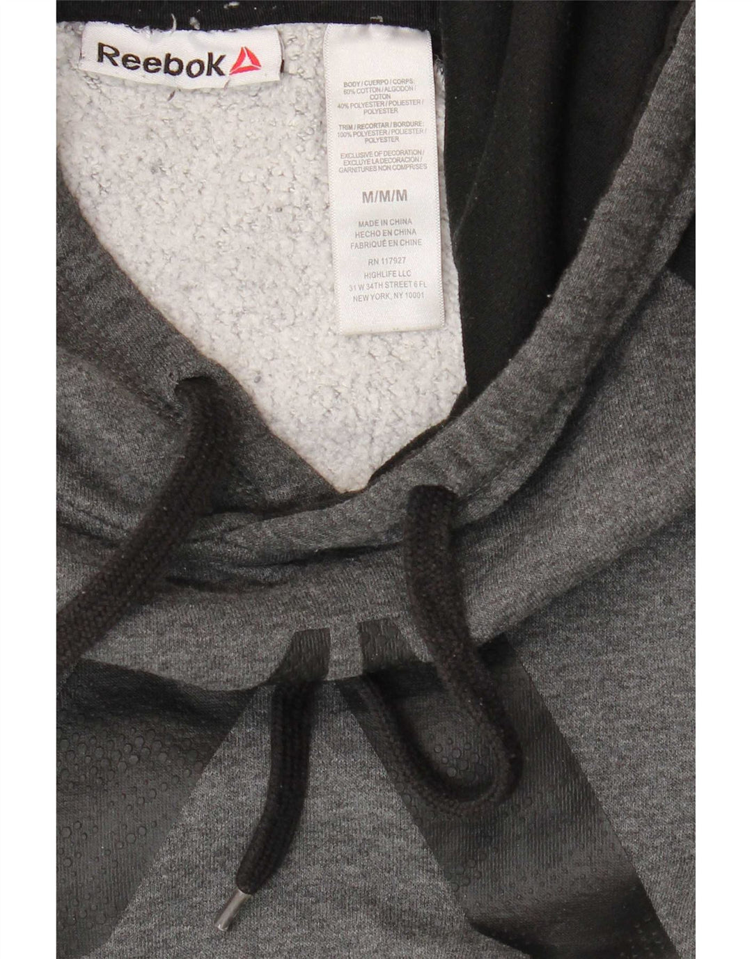 Reebok Herren Graphic Hoodie Pullover Mittelgraue Colourblock-Baumwolle