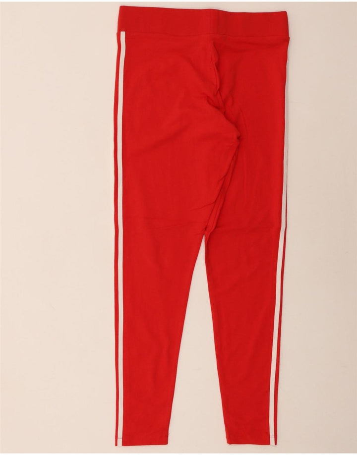 ADIDAS Damen Leggings UK 16 Große rote Baumwolle