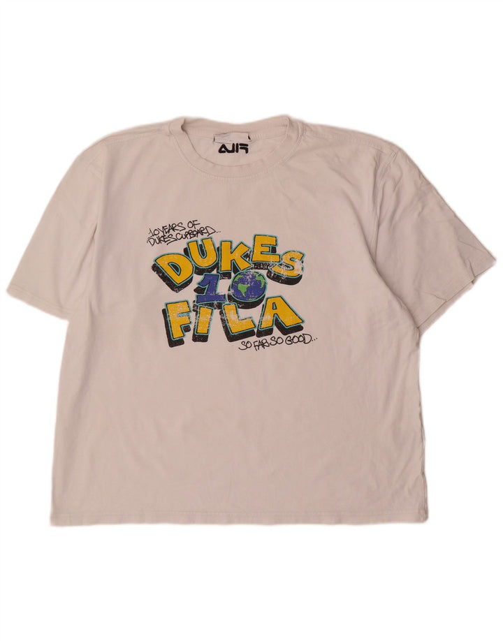 Fila Herren Duke Graphic T-Shirt Top Große weiße Baumwolle