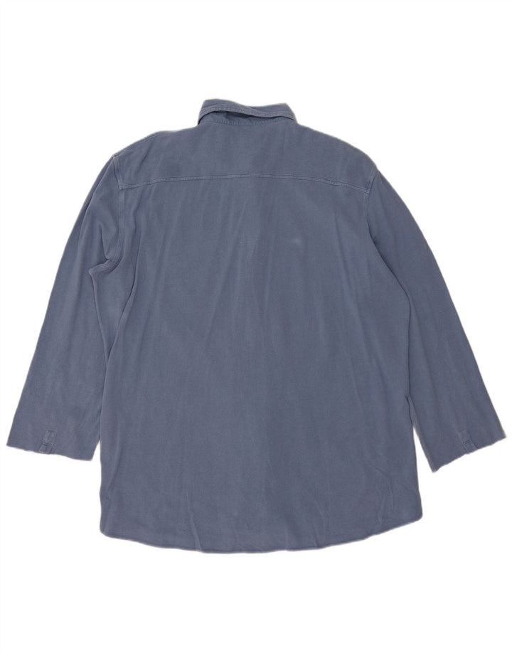 Fay Herren-Hemd mit 3/4-Ärmeln, 2XL, blaue Baumwolle