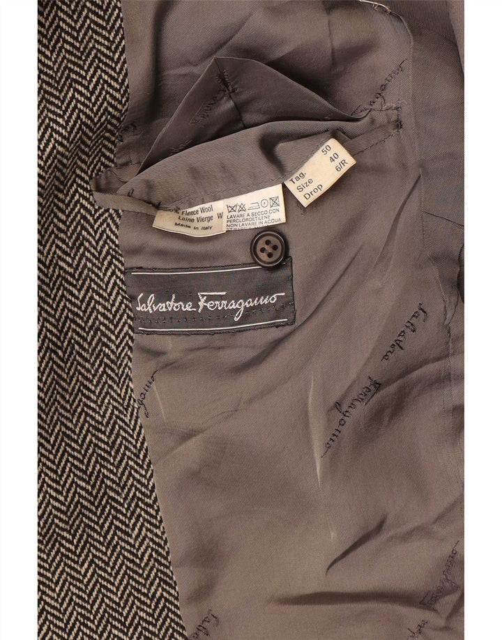Salvatore Ferragamo Herren Blazer Jacke UK 40 Großes graues Fischgrätenmuster