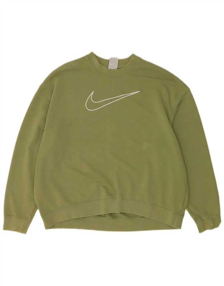 Nike Damen-Sweatshirt mit Dri-Fit-Grafik, übergroß, Gr. 14, Mittelgrün