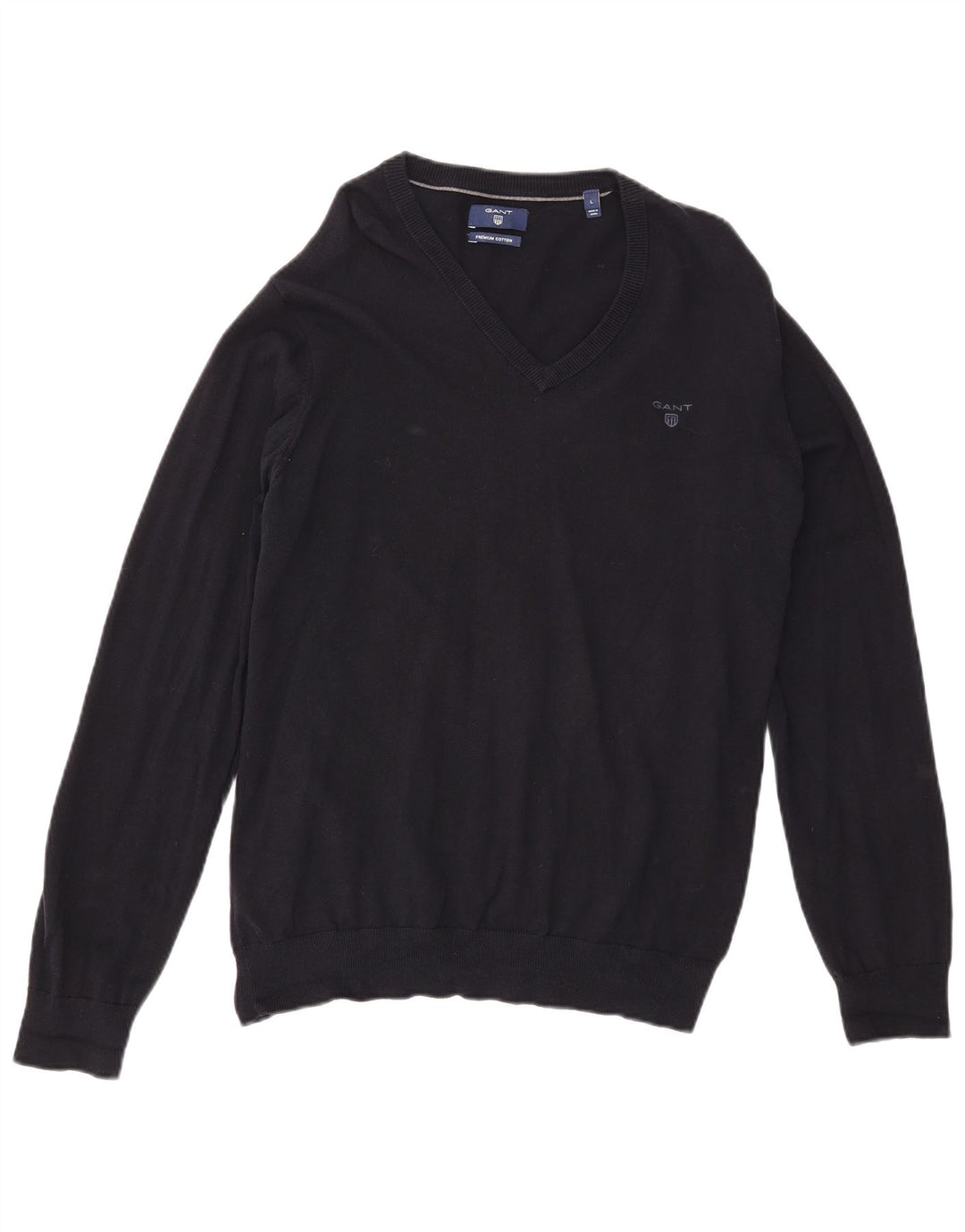 Gant Herren-Pullover mit V-Ausschnitt, groß, marineblaue Baumwolle