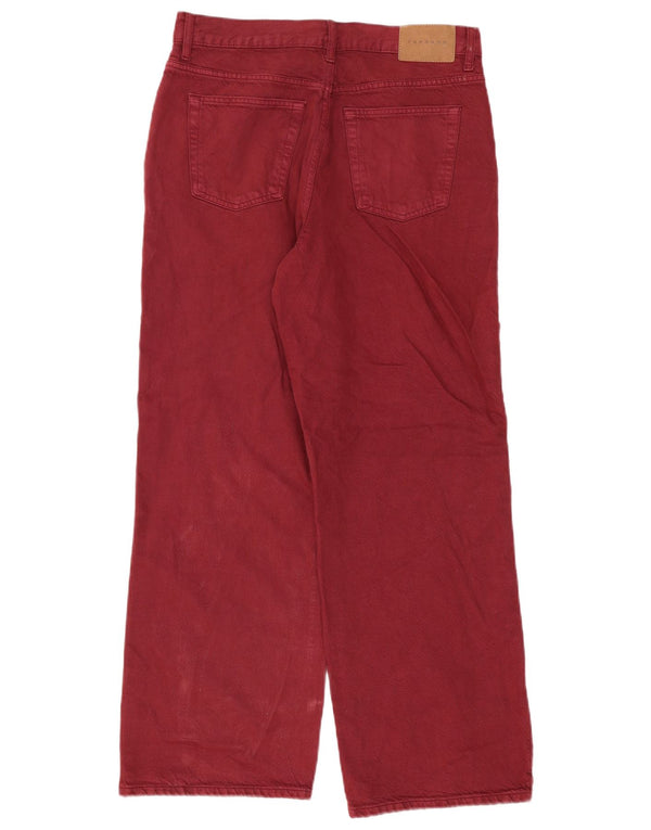 Topshop Damen-Jeans mit hoher Taille, lockere Passform, UK 12, Größe M, W30, L32, Burgunderrot, Baumwolle