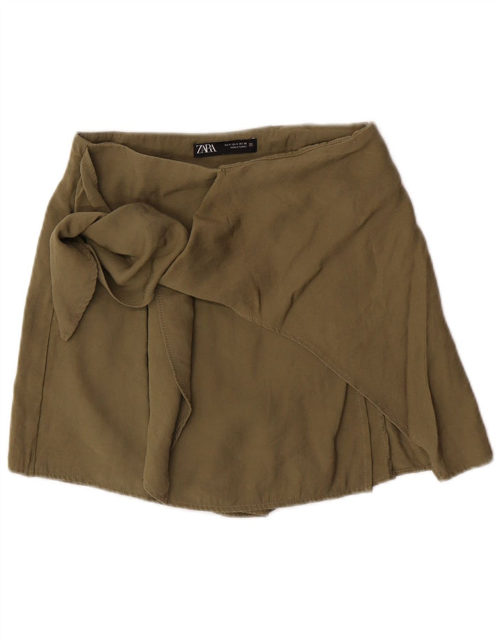 Zara Damen Freizeitshorts Small W26 Khaki Modal